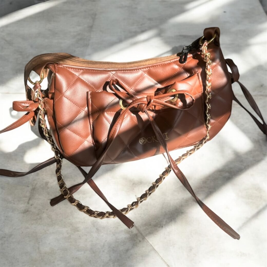 Brown Quilted Small Shoulder Bag